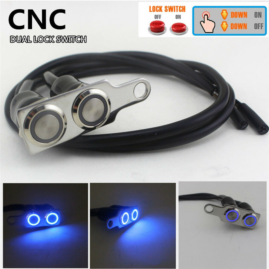 Motorcycle Handlebar Fog Headlight ON/OFF Dual Buttons Manual-return Lock Switch