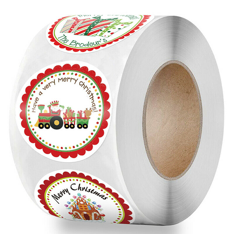 500Pcs/lot Merry Christmas Stickers Roll 4 Styles Card Label Sealing Stic.l8