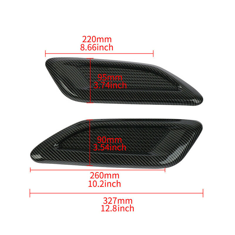 Car Hood Air Vent Louver Cooling Panel Decorate Trim Carbon Fiber Color Plastic