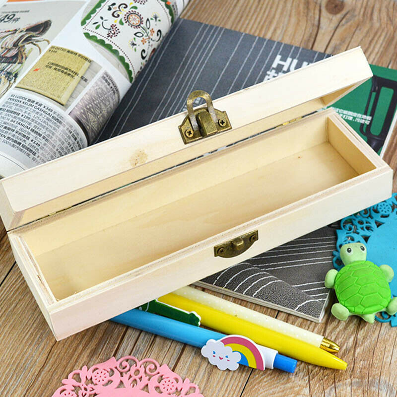 Pen Case Handmade Wooden Pencil Storage Box Organizer Cute Hollow White