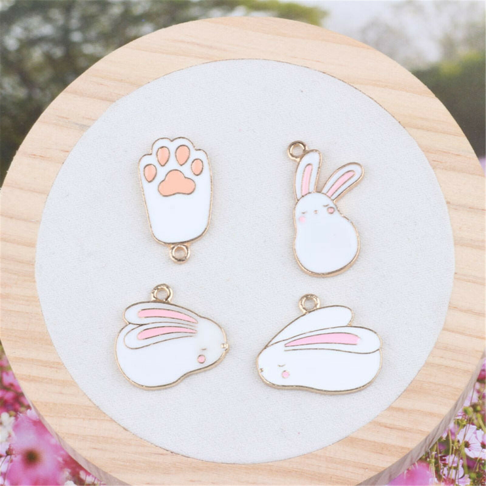 Mixed 4 Styles Enamel Cartoon Pet Rabbit Pendant Charms DIY Findings Crafts 8PCS