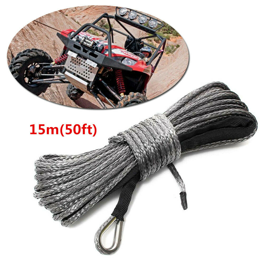 5000-5700lbs 50ft Ã—6mm Nylon Synthetic Fiber Winch Line Cable Rope Car ATV UTV