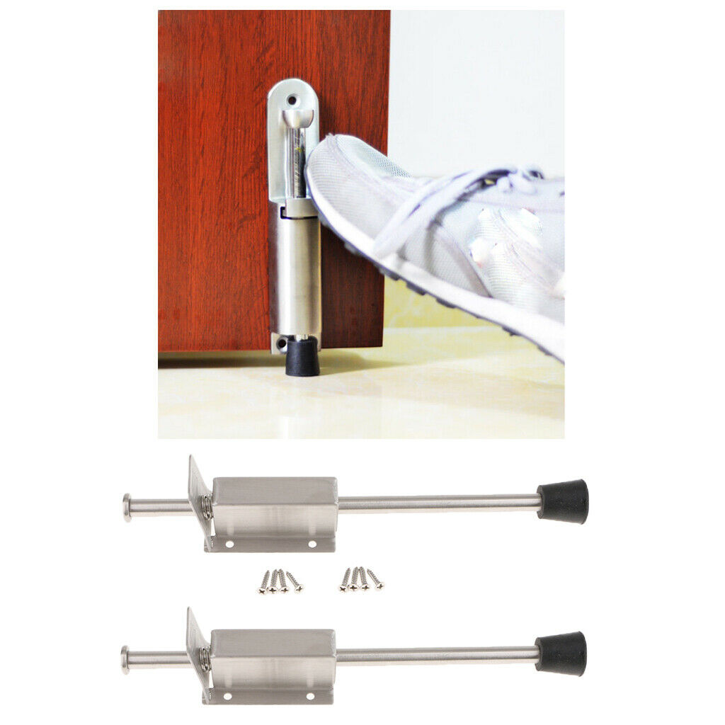 2x Kick Down Foot Operated Door Stop Stopper Spring Prop Stay Door Holder