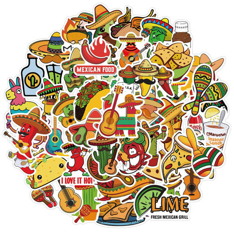 Mexican Style Food Stickers For Car Laptop Guitar Skateboard Diary Sticke.l8