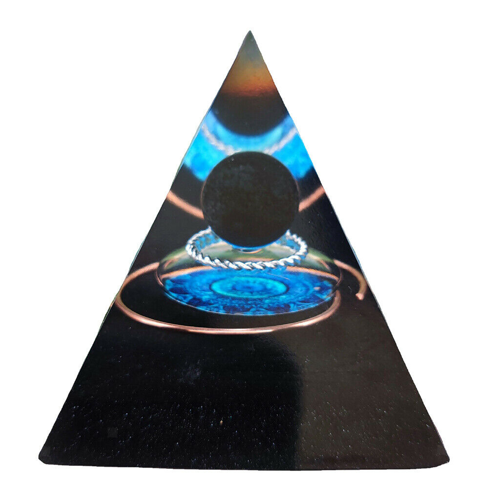 Natural Decorative Obsidian Orgone Pyramid Sphere Energy Copper Circle