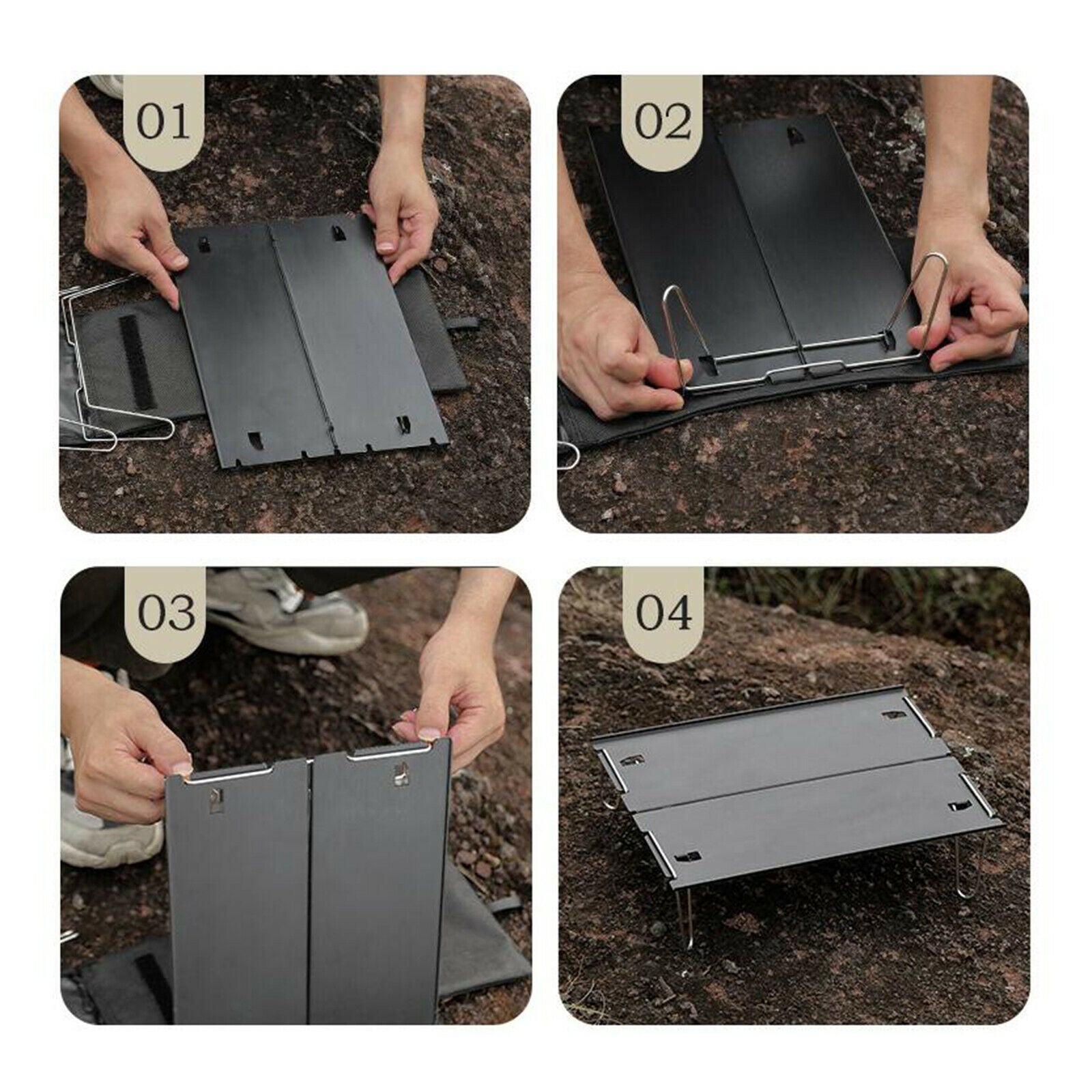 Outdoor Portable Folding Aluminum Tables Lightweight Camping Picnic Black
