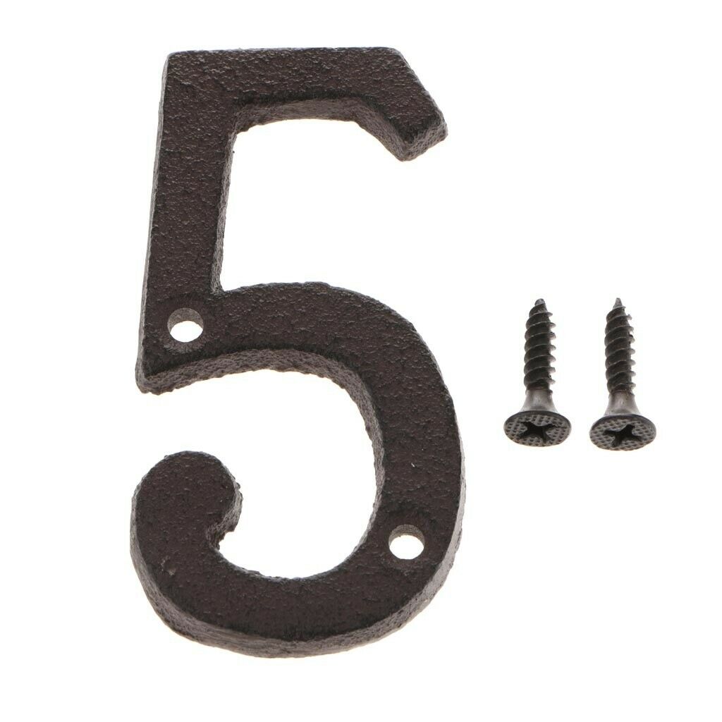 2Pcs Wrought Iron Doorplate House Number Sign Plaque 5 & 7 House Door Decor
