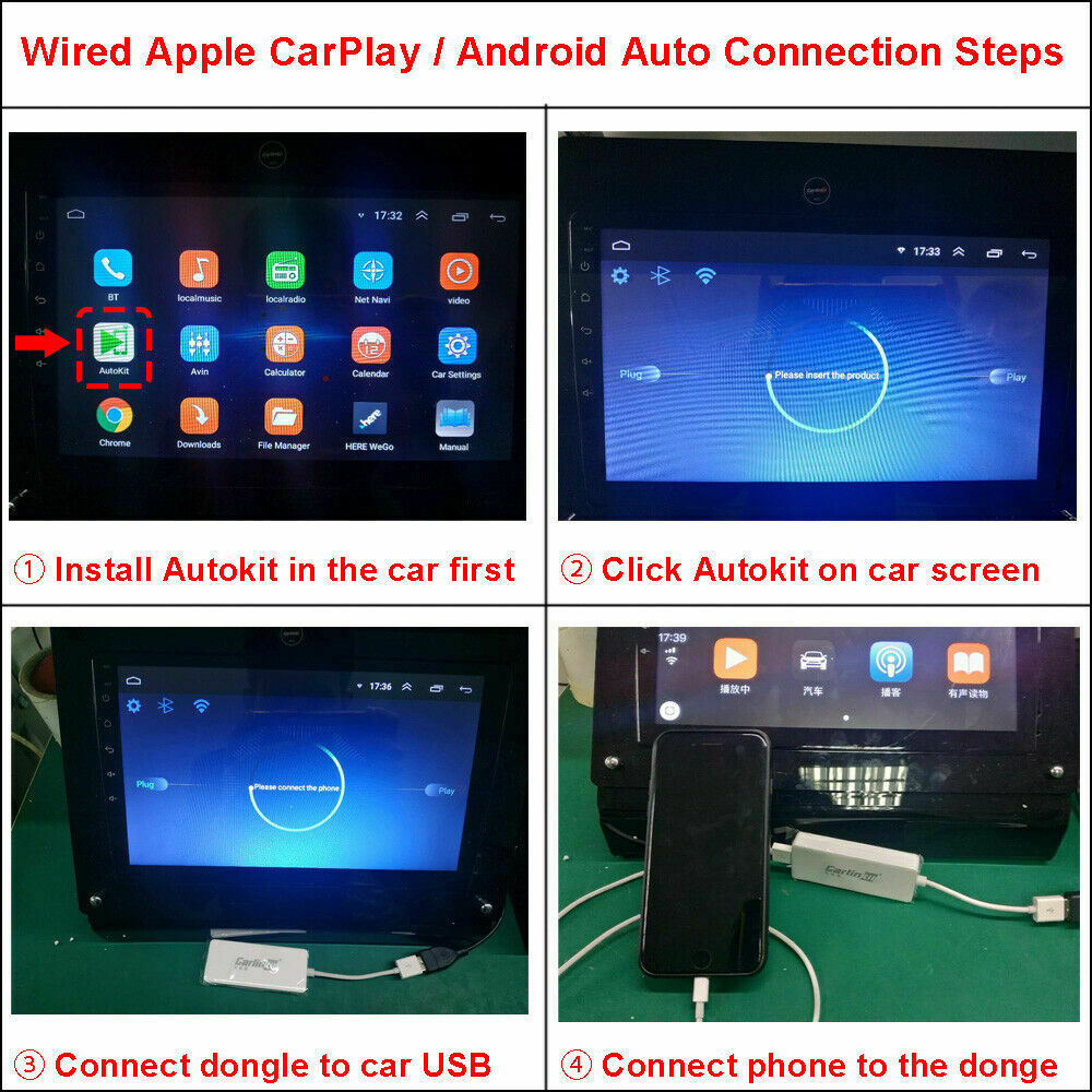 Wireless Carlinkit USB CarPlay Dongle Adapter For Android Navigation Player