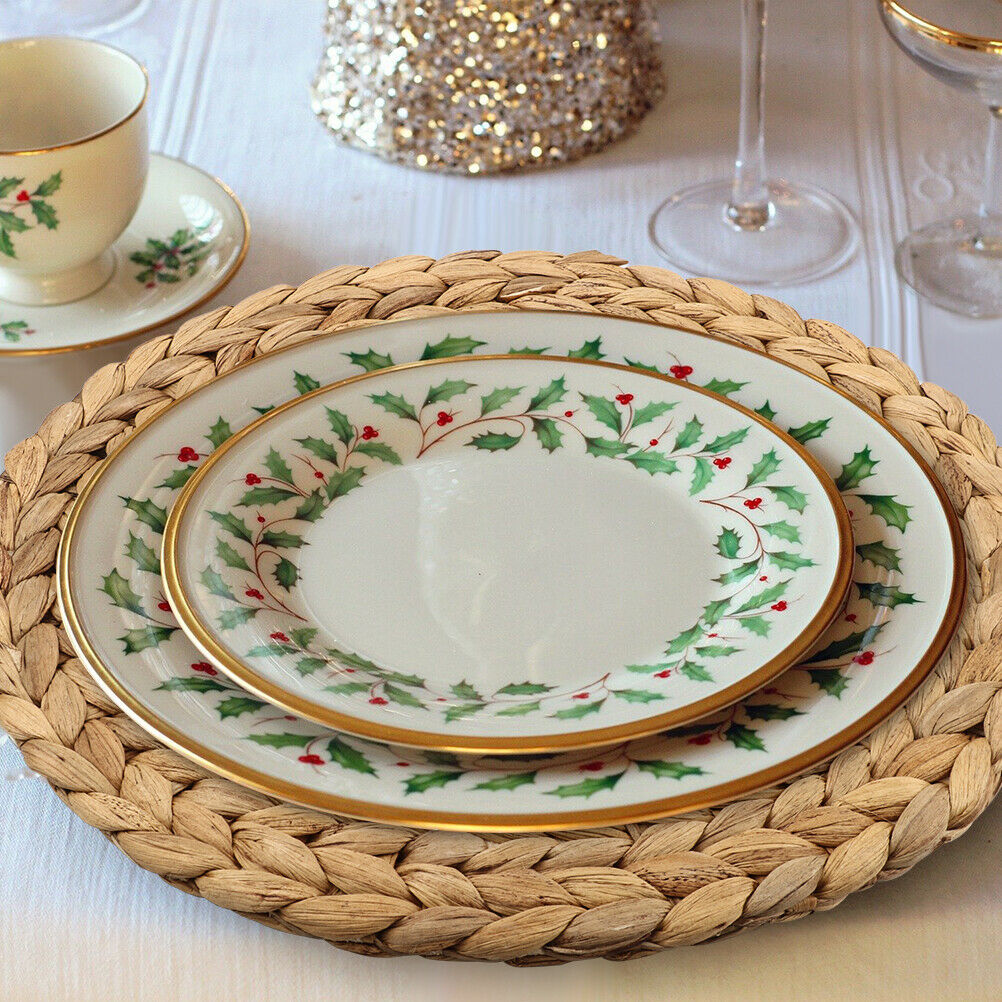 Round Woven Placemats for Table Straw Braided Placemat Heat Resistant Non-Slip