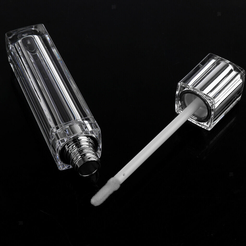 4 Pieces Empty Plastic Tube 8ml Makeup Lip Gloss + 4pcs Funnel + 4pcs Caps