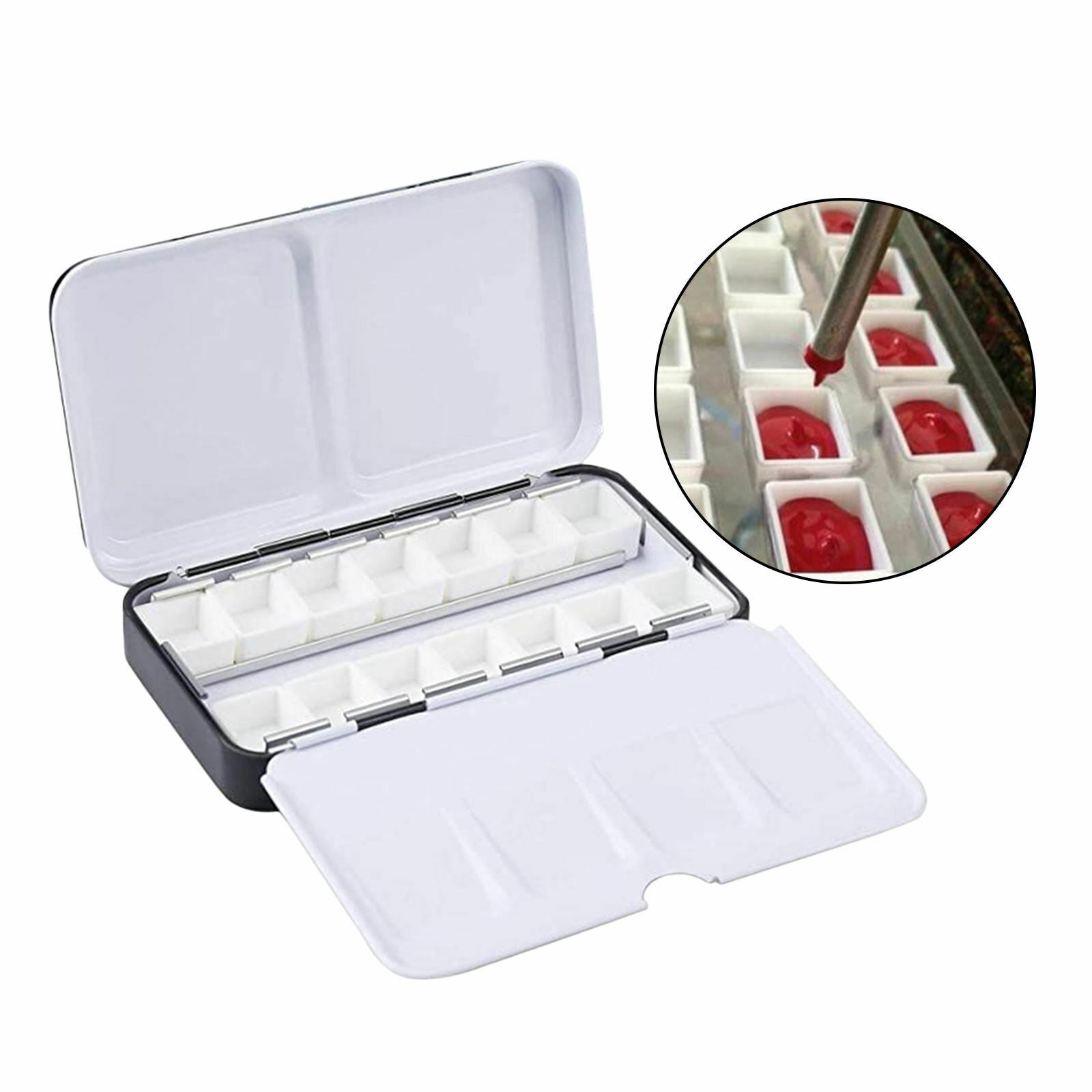 Empty Watercolor Palette Tin Box Tabletop Travel Folding Painting Tools