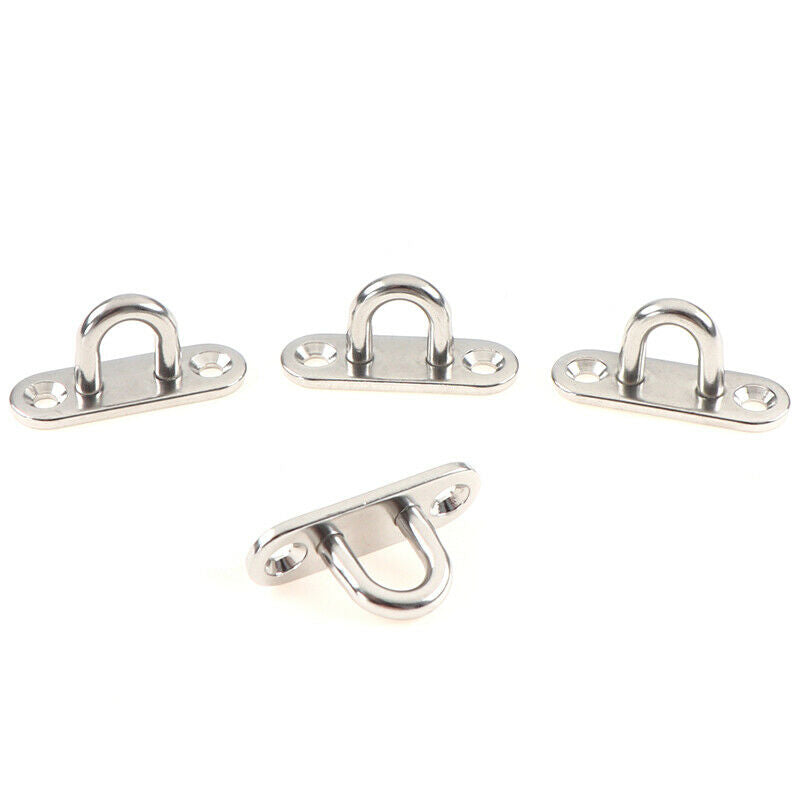4 Pcs Stainless Steel Oblong Pad Eye Plate Staple Ring Hook Loop U-Shap.l8