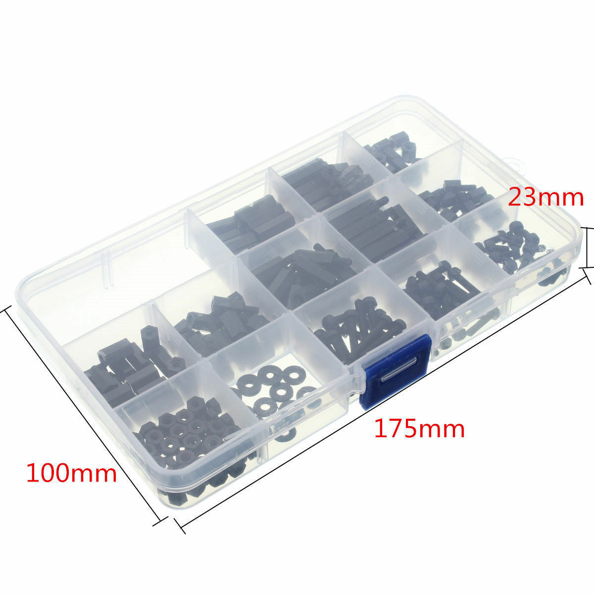 260PCS Assorted M3 Nylon Hex Black M-F Plastic Spacer Set Screw Nut Box Pack
