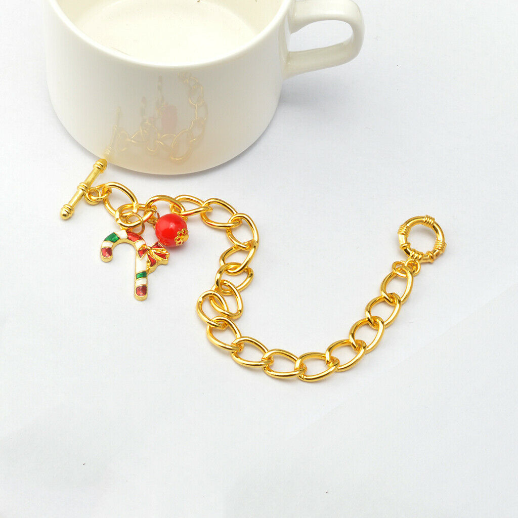 Enamel Charms Bead Christmas Bracelet Chain Bangle Xmas Festival Girls Gift