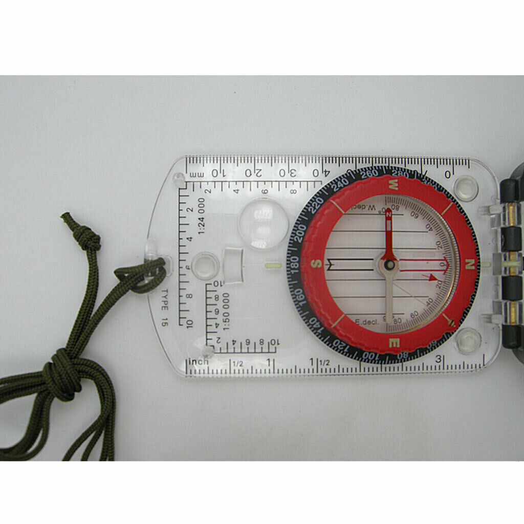 1xSturdy Acrylic Ruler Magnifier Mirror Compass Lanyard Waterproof Pocket Size
