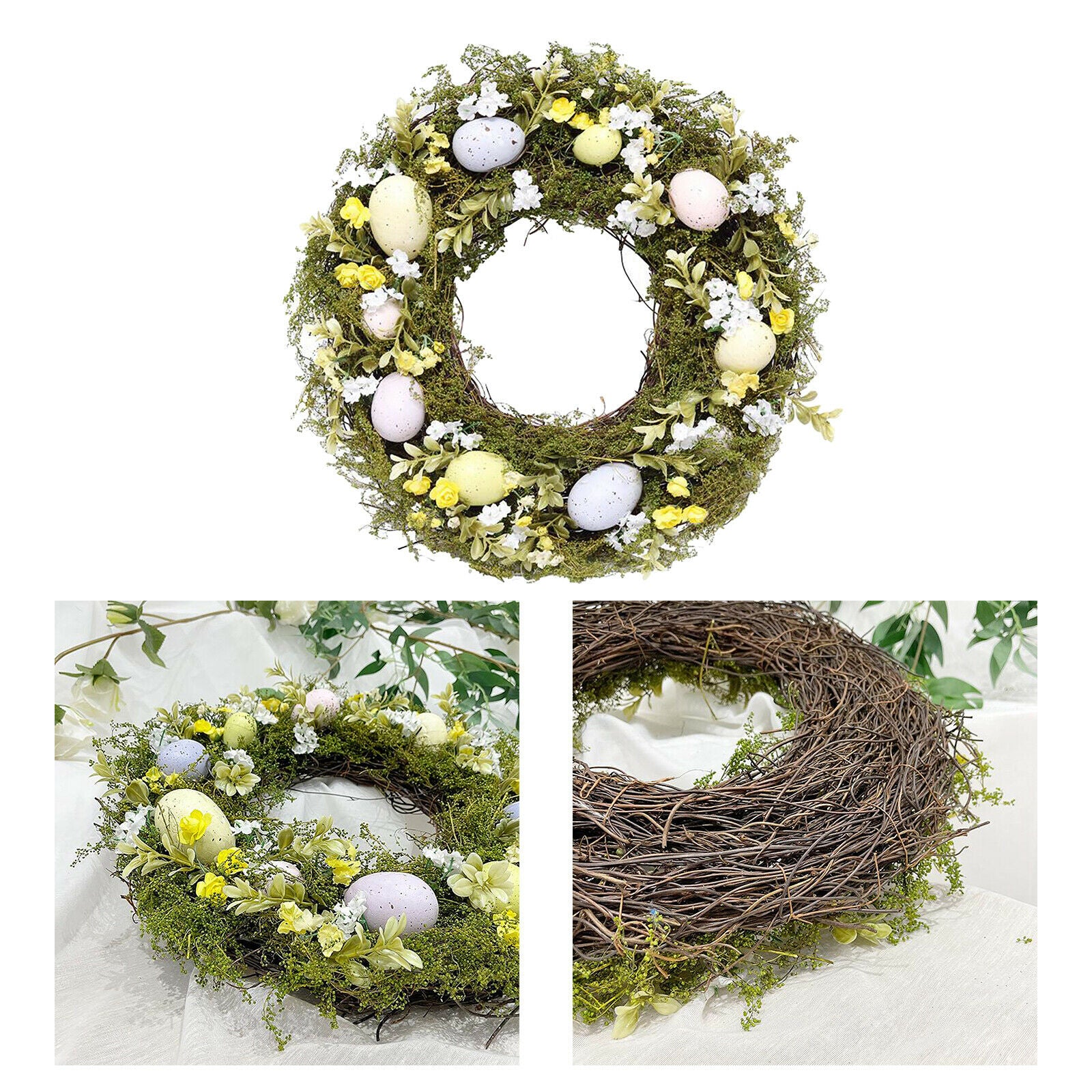Easter Egg Wreath 35cm Artificial Plants Garland Wall Wedding Decor Sign