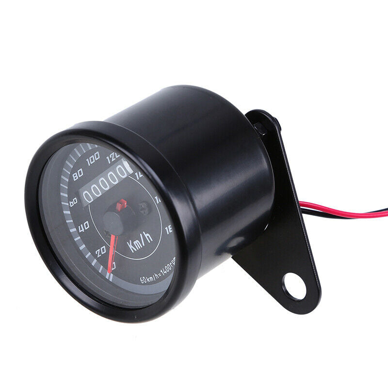 Circle Motorcycle LED Backlight Odometer Speedometer Gauge Stainless Steel Black