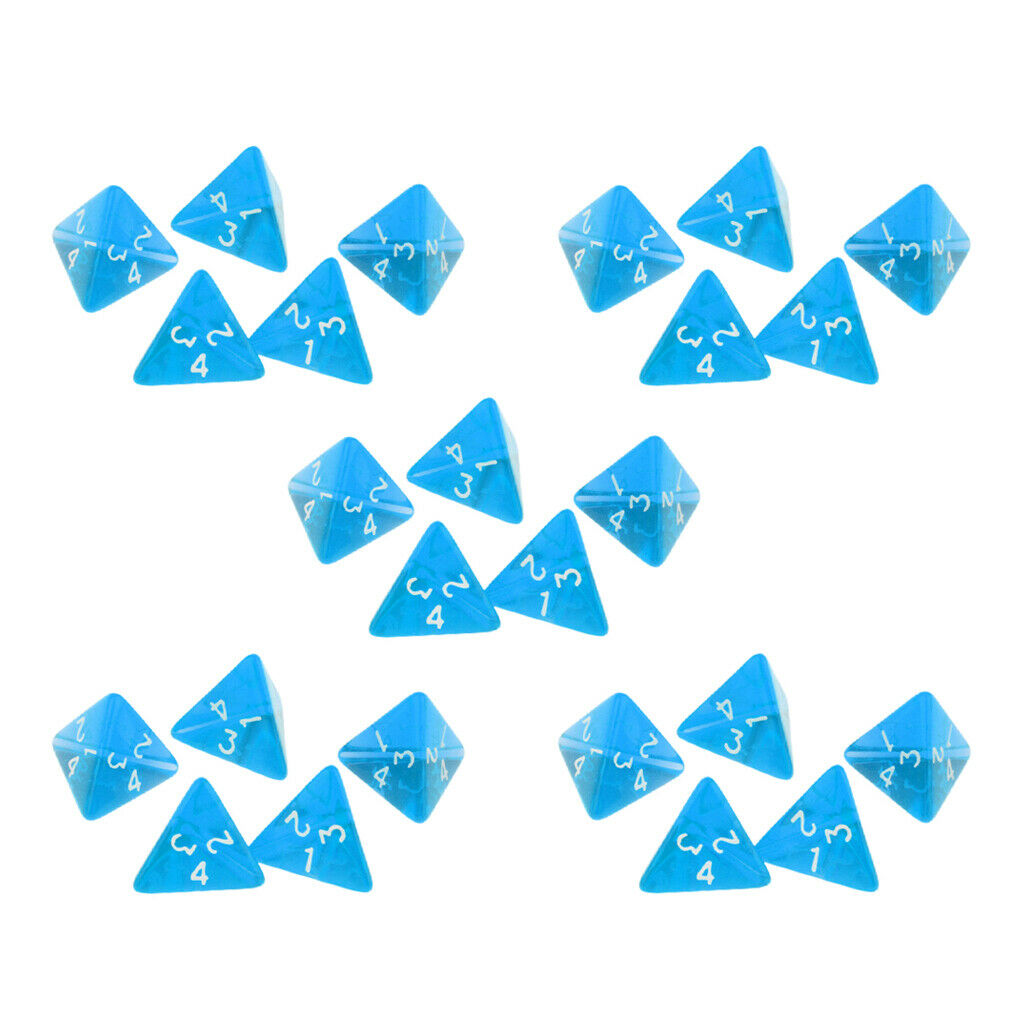 Pack Of 25 Acrylic 2cm Four Sided Triangle Dice D4 For DND MTG RPG Roleplay