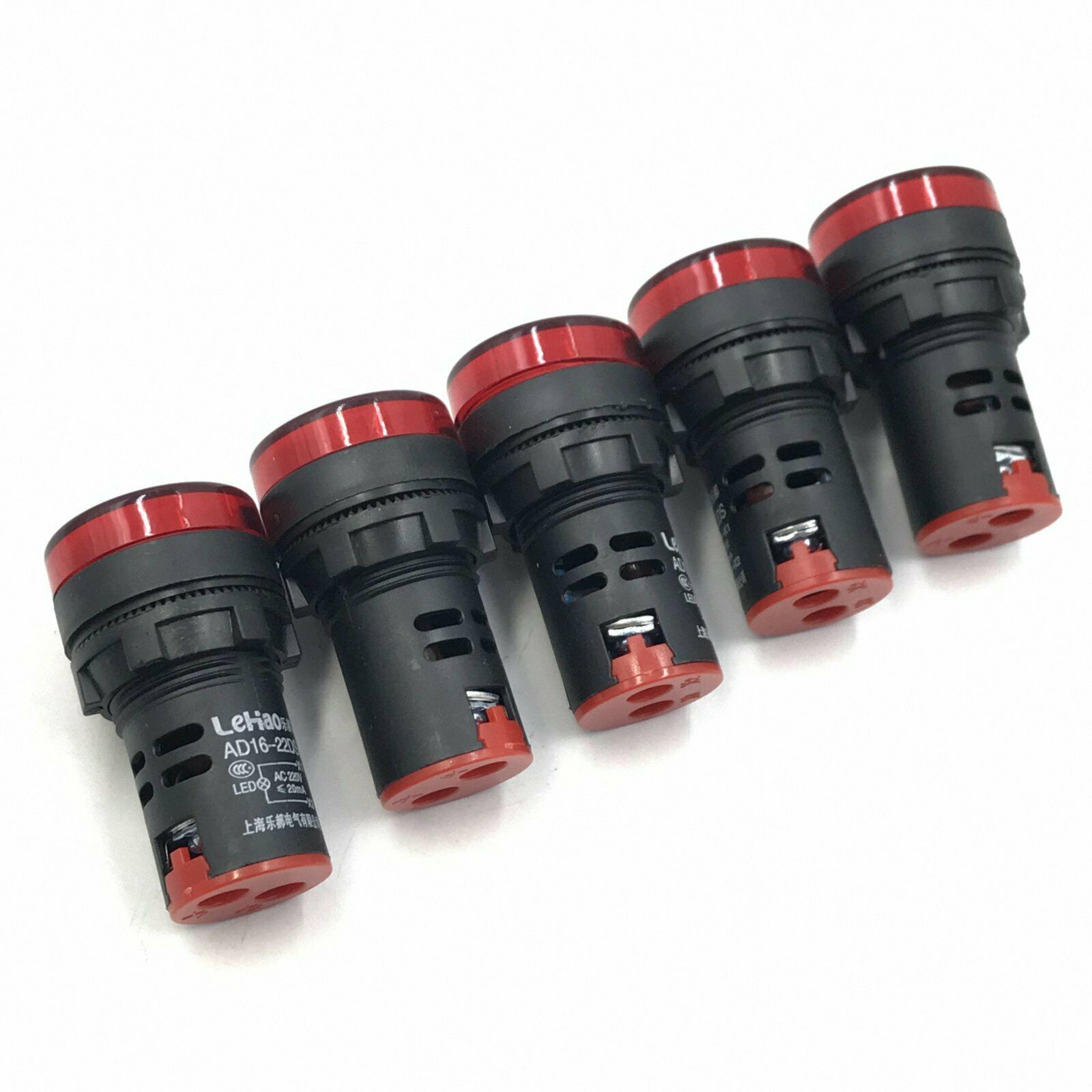 5pcs Red 220V LED Indicator Pilot Signal Light Lamp 22mm [M_M_S]