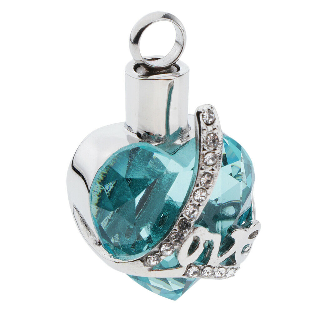 Rhinestones Love Pet Ash Urn Locket Ashed Filler Jar Jewelry Container