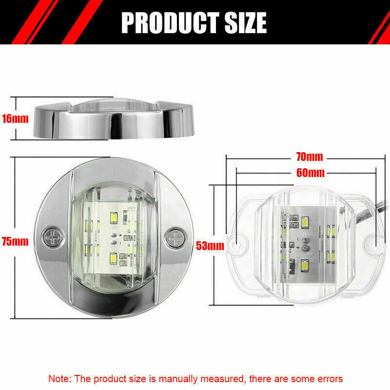 4X White 3" Round LED Side Marker Lights For Truck Trailer  Waterproof Clearance