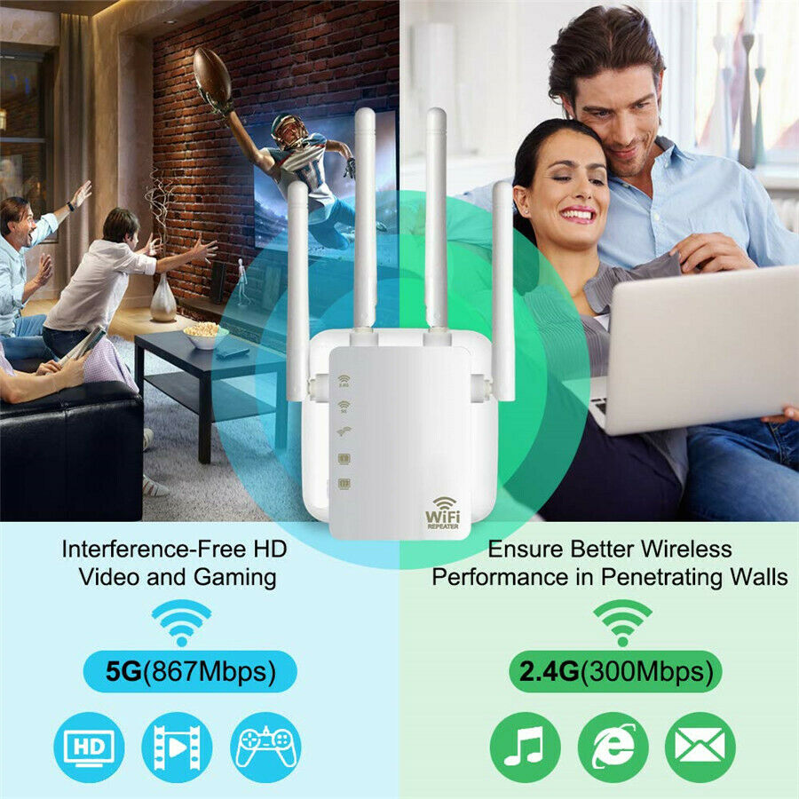 1200Mbps Dual Band 2.4GHZ 5GHz Wi-Fi Internet Signal Booster For Wireless Router