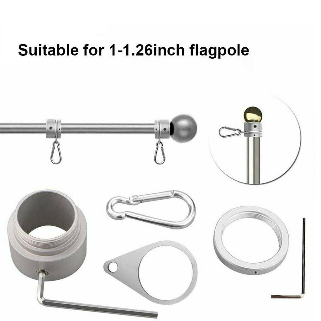 2x Aluminum Alloy Flag Pole Rings Clip 1" Dia. Ring 360 Degrees Rotating