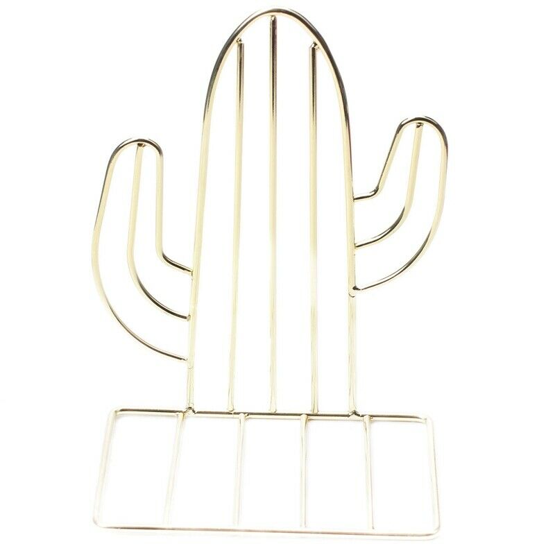2PCS/Pair Creative Cactus Shaped Metal Bookends Book Support Stand Desk OrganiG3