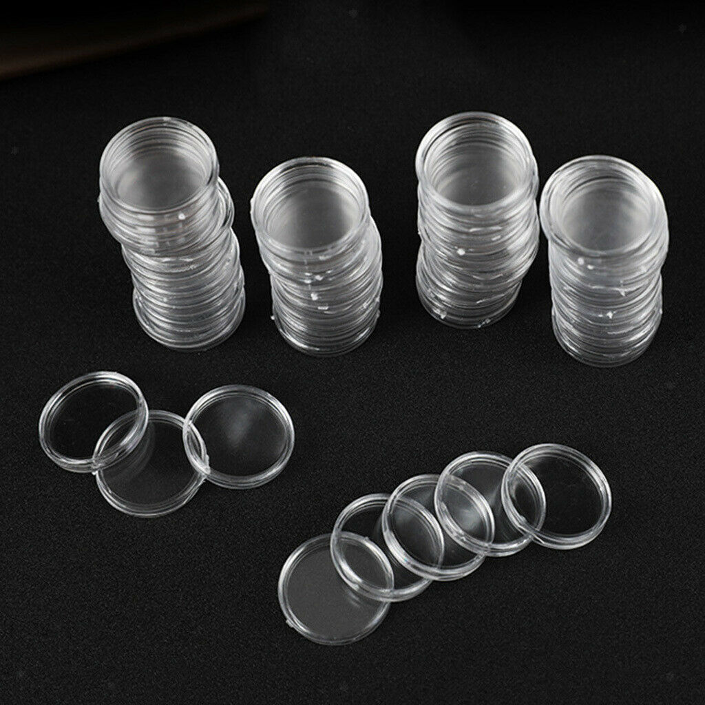 100pc Coin Capsules Round Plastic Coin Holder Case for Coin Collection Supplies,