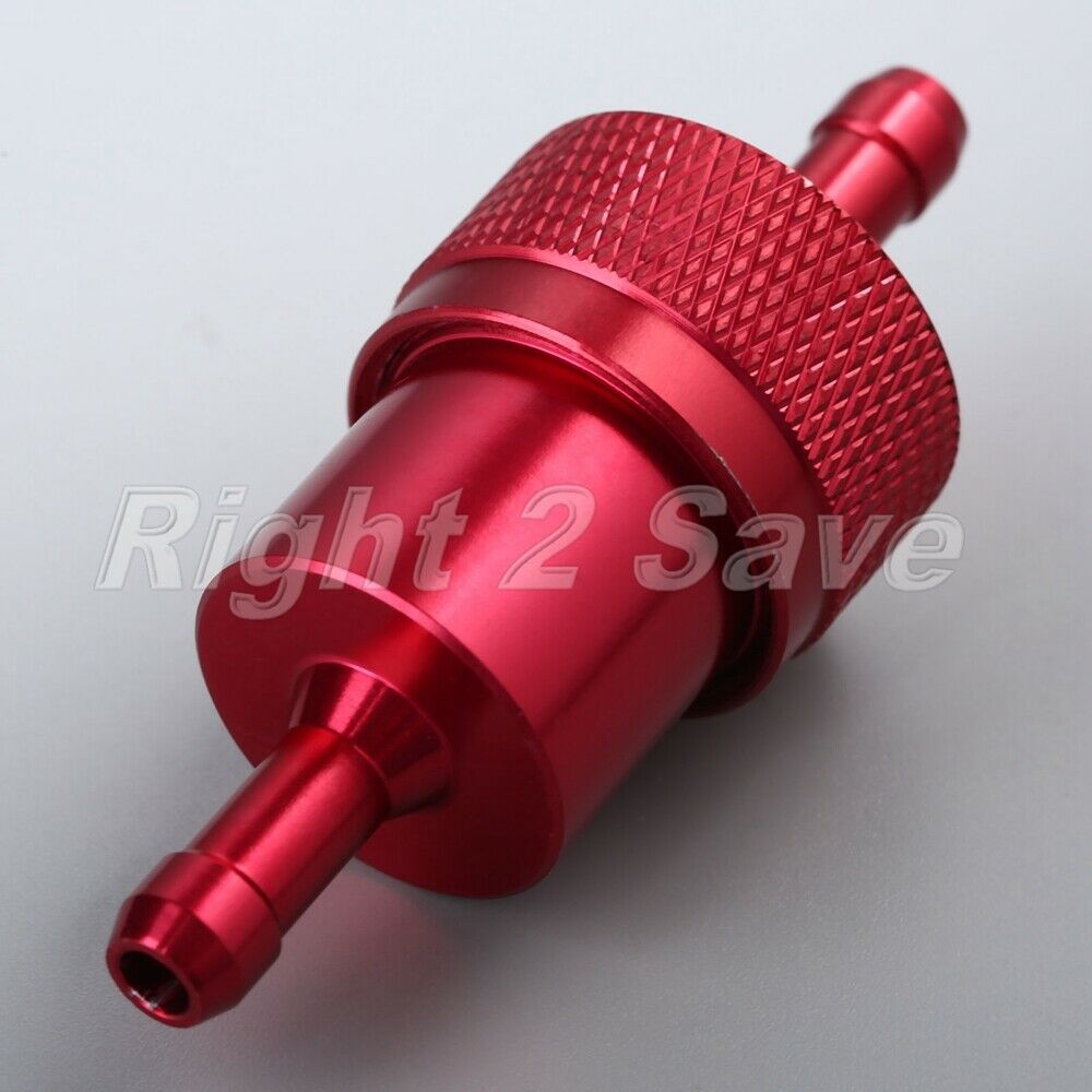Universal Red Motor 1/4" 6mm Inline Fuel Oil Filter Cleaner CNC Aluminum Alloy