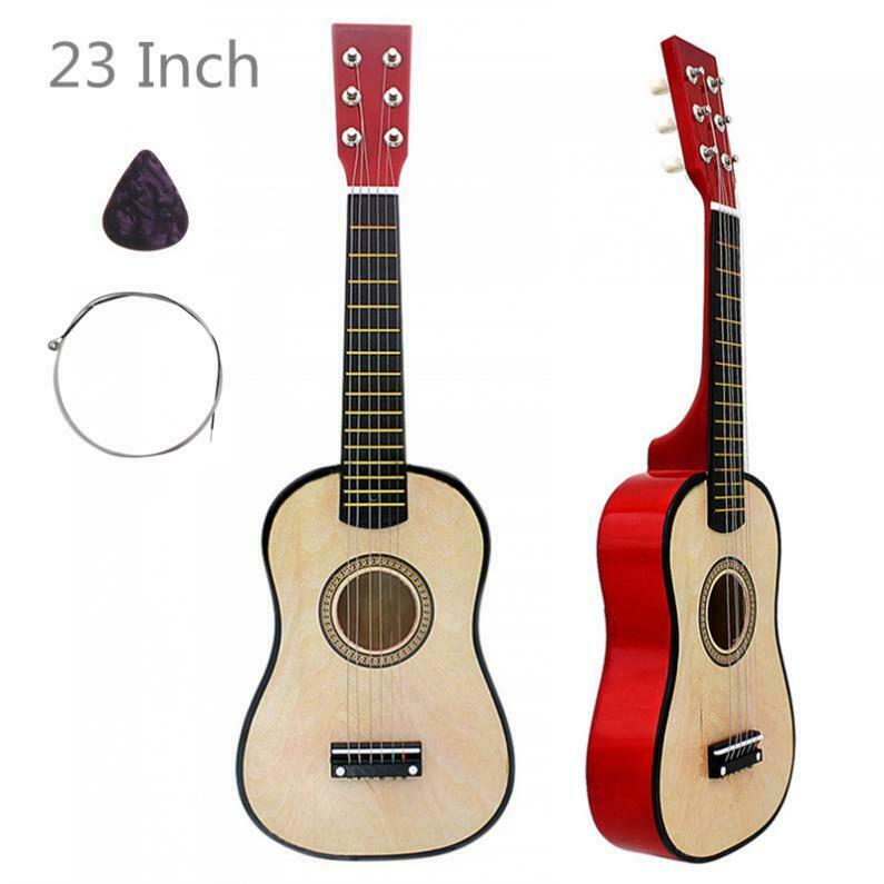 23'' Basswood Acoustic Guitar Wood &Red  Children Beginner 6 String Instrument