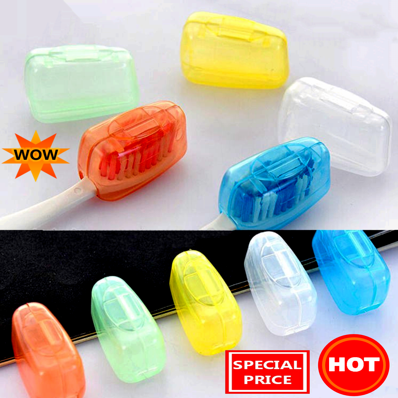 5* Portable Toothbrush Head Covers Travel Camping Holder Brush Cap Case Set