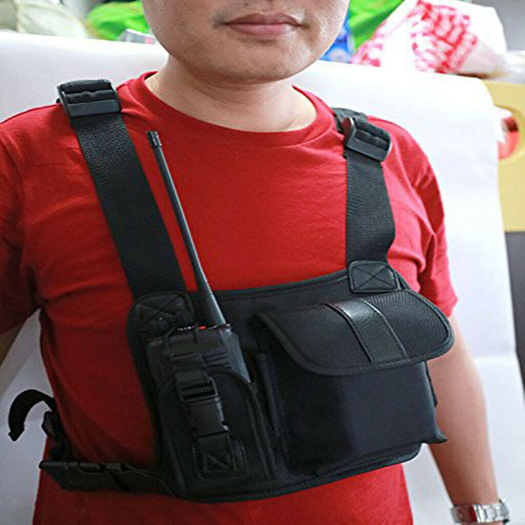 Radio chest strap chest front pocket holster vest rig for radio