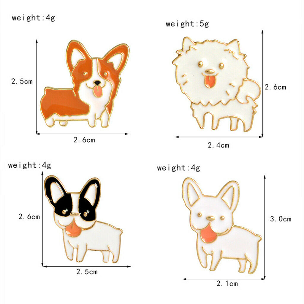 8pcs/set Cute Cartoon Dog Animal Bulldog Pins Brooches Metal Breastpin Party