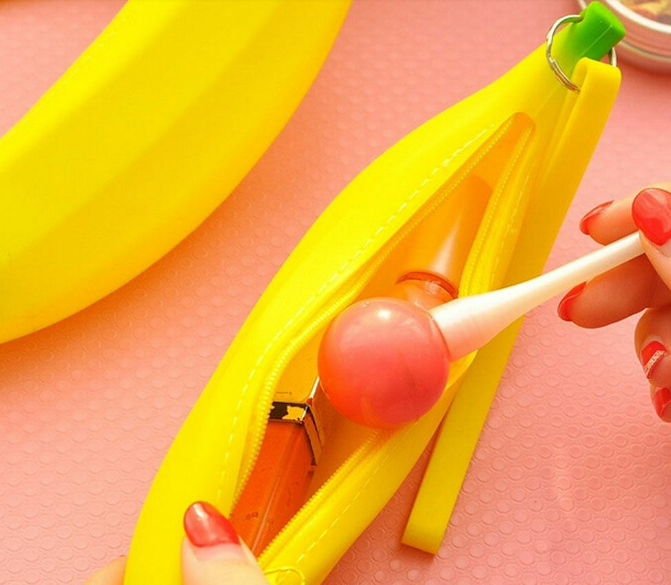 Novelty Silicone Portable Banana Coin Pencil Case Purse Bag Wallet Pouch  GwBDA