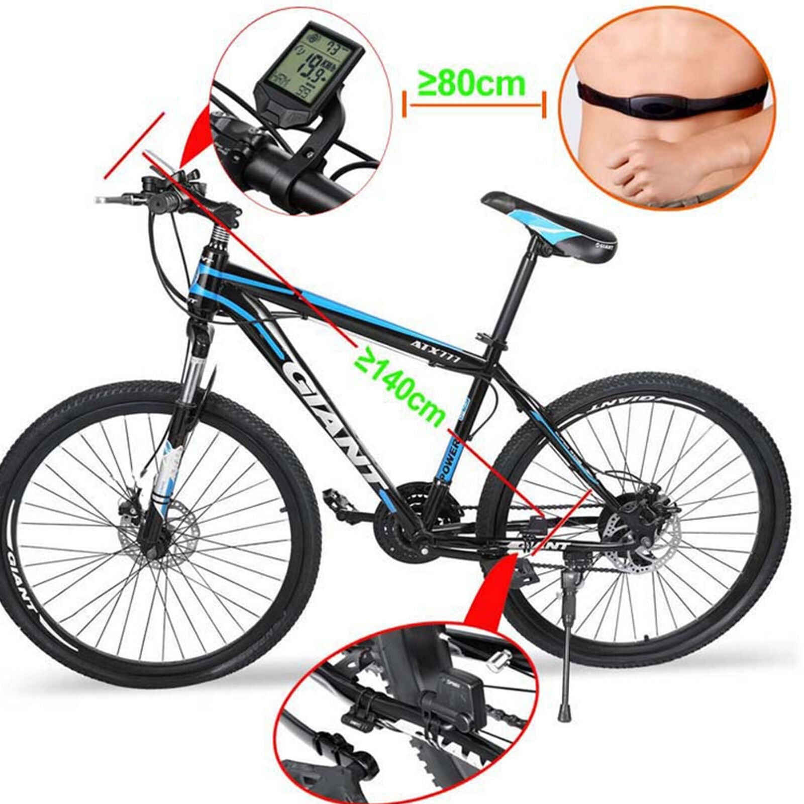 3 In 1 Wireless Cycling Computer Waterproof LCD Bike Cycle Speedometer Odometer