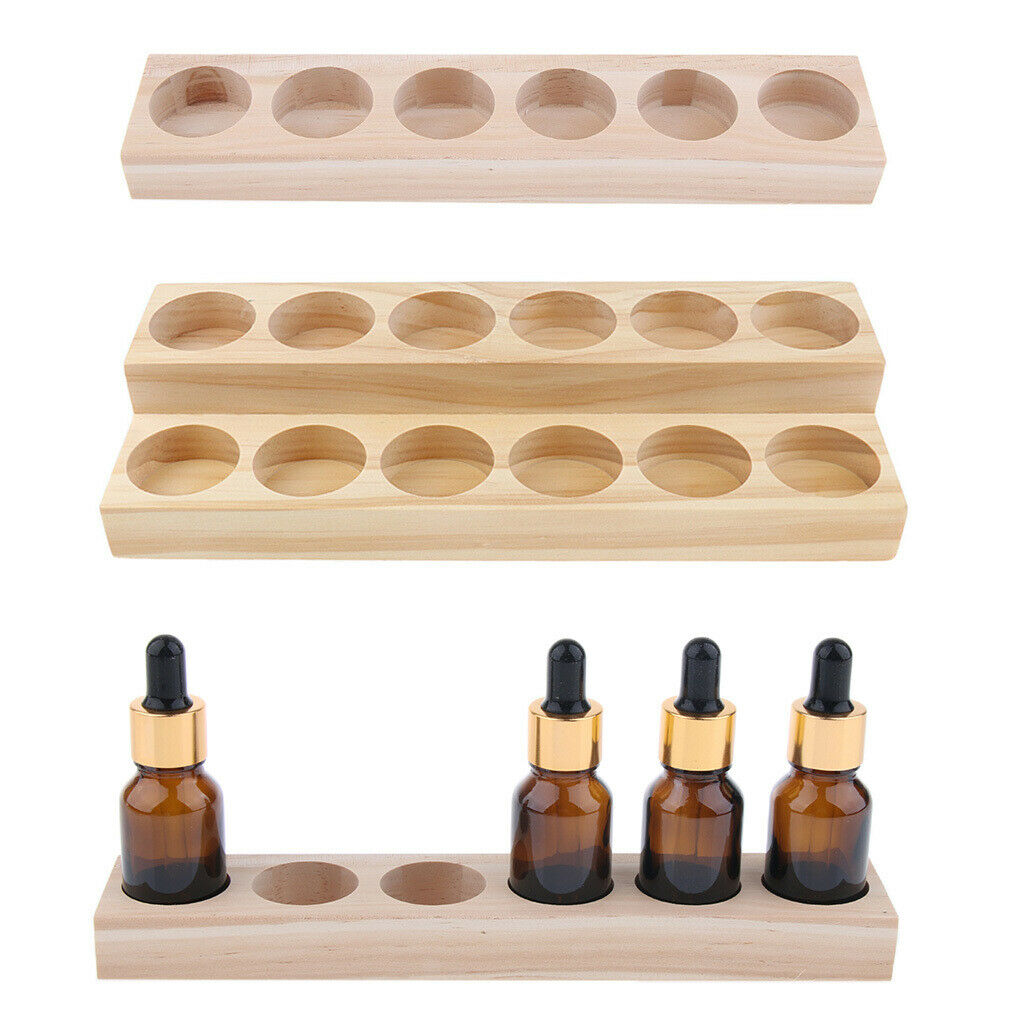 2 Pieces Wood Essential Oils Perfume Display Storage Organizer Holder Stand