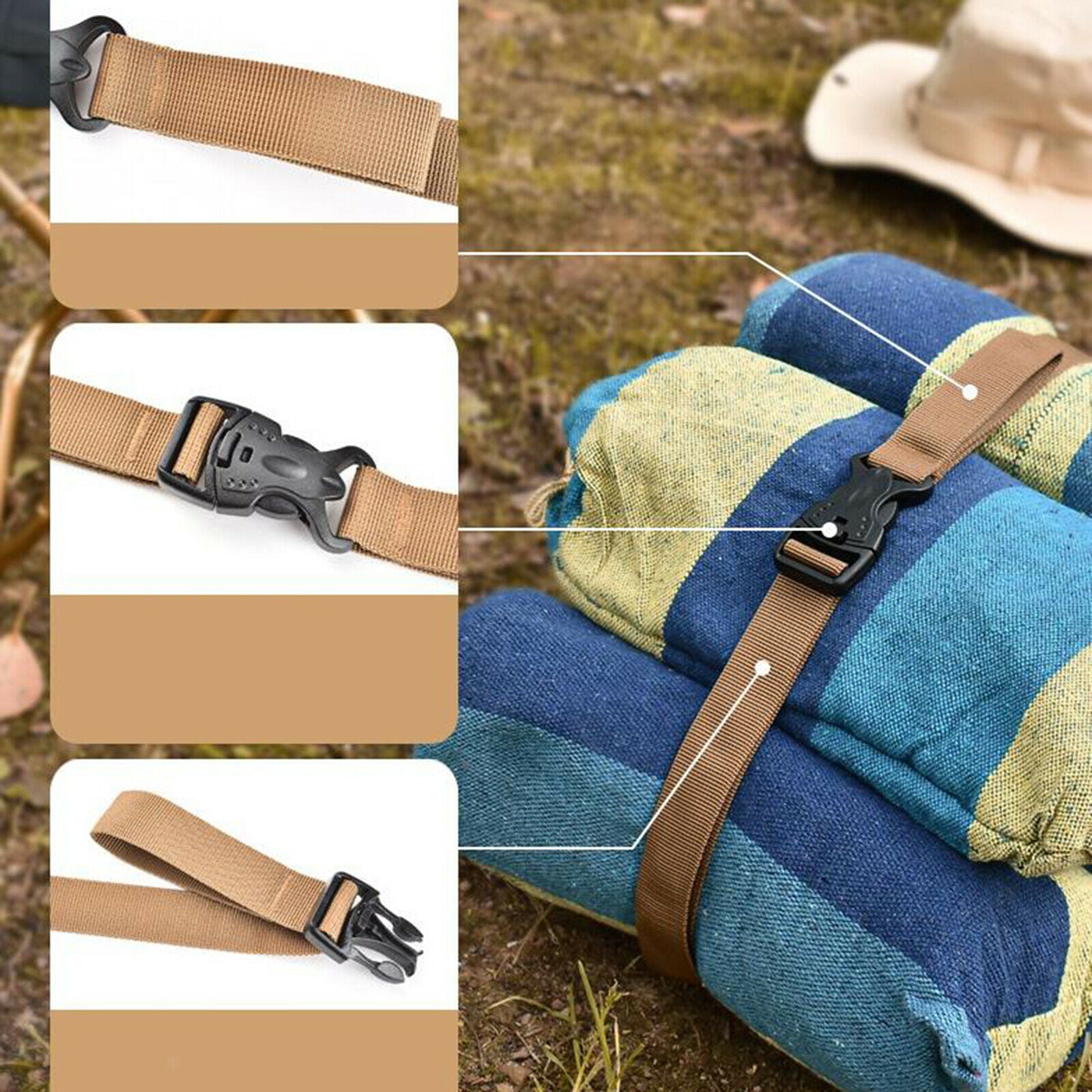 Luggage Strap Packing Belt Bag Cargo Surfboard Lashing Strap with Cam Buckle
