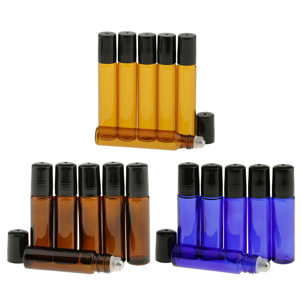 3 Pack 10ml Travel Glass Roller Bottles Tubes Containers for Oils Deodorants