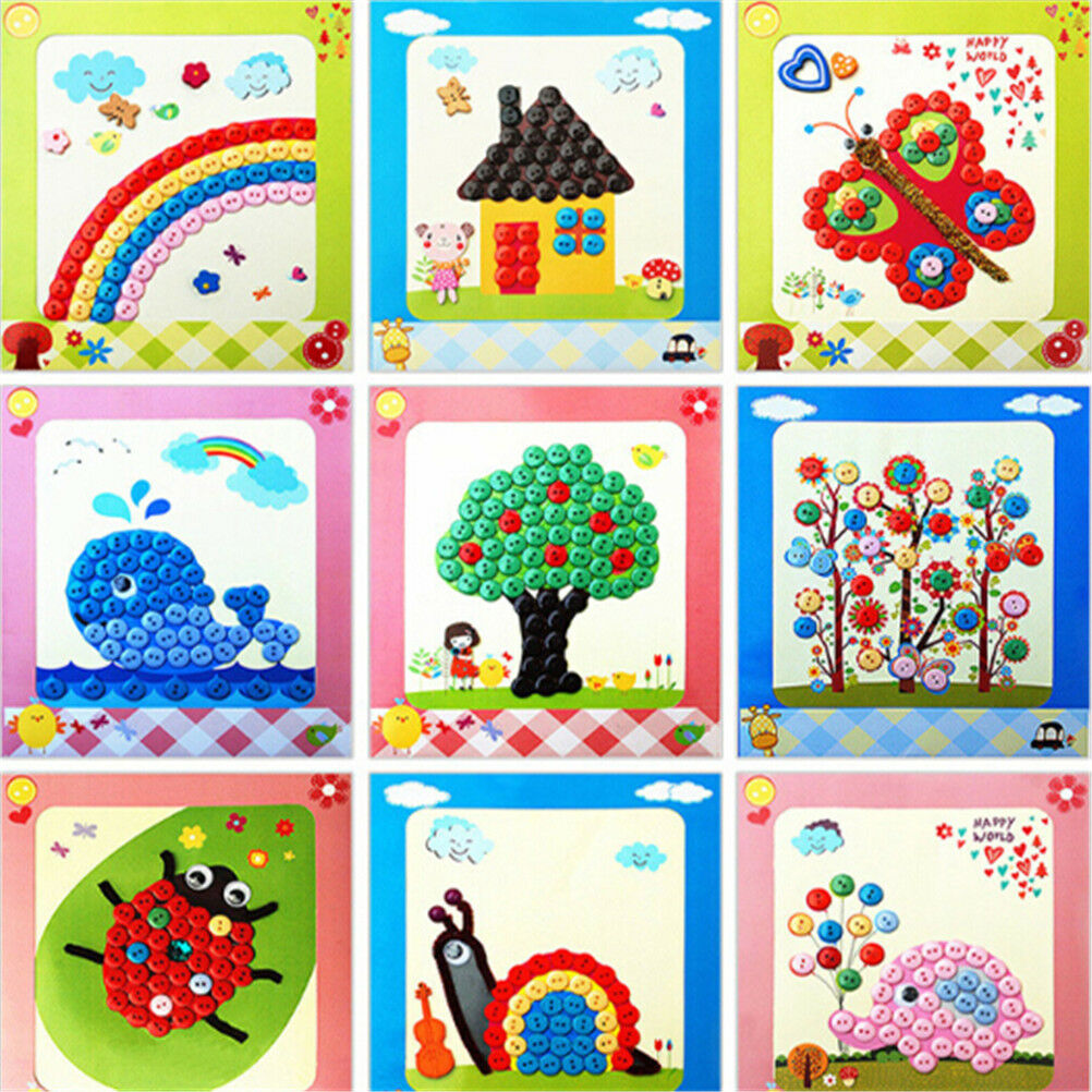 1Pc DIY Button Drawing Painting Interactive Material Kids Educational To.l8