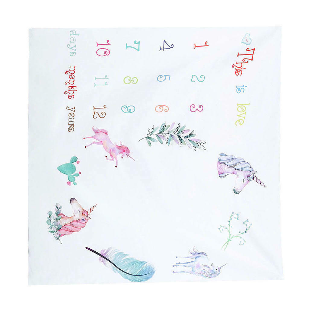 Infant Baby Unicorn Milestone Blanket Photography Background Prop