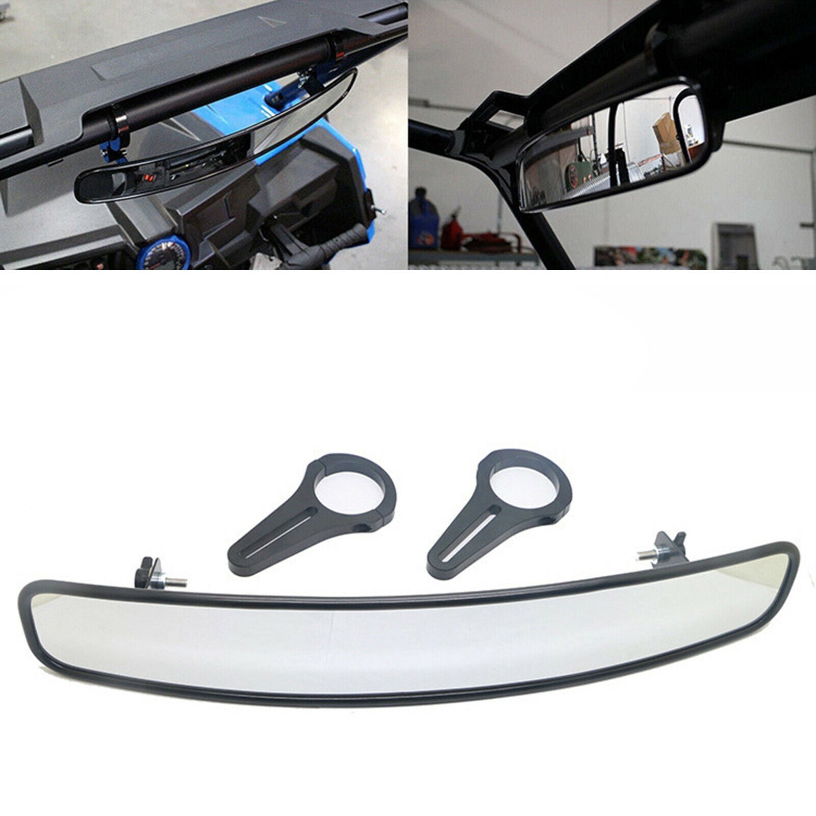 RearView Mirror with 1.75" Clamps Compatible with Polaris ALL RZR Turbo