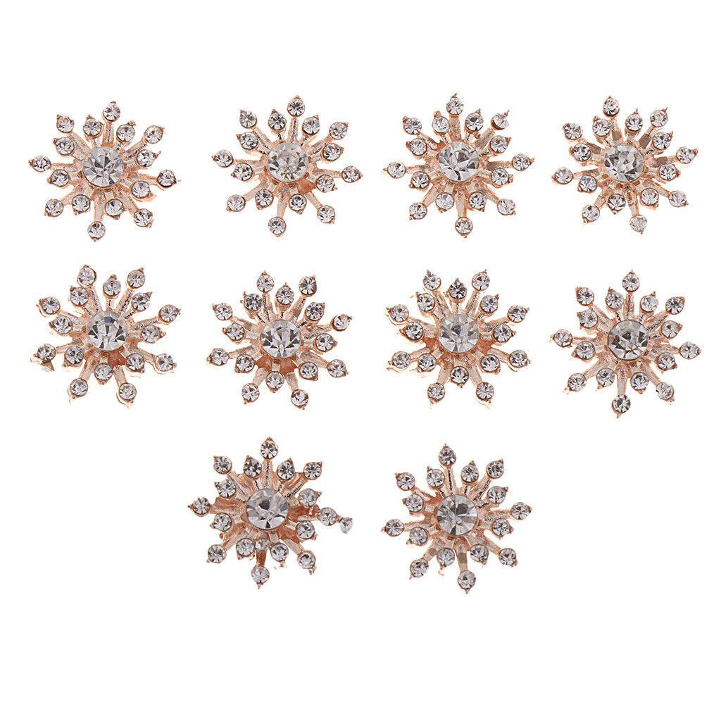10x Crystal Rhinestone Alloy Flatback Embellishment Buttons Sewing Ornament