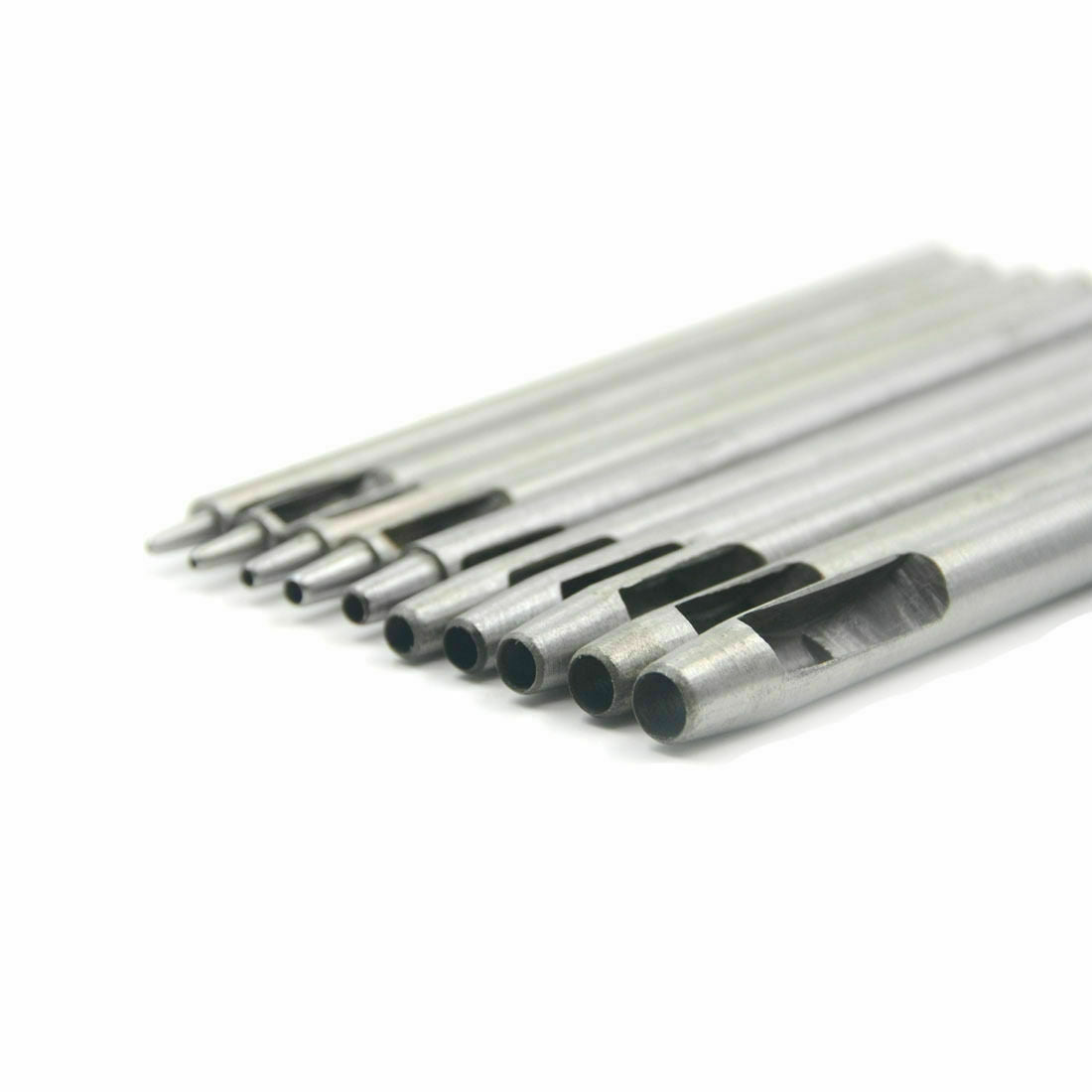 10pcs HOLLOW PUNCH SET CUTS HOLES IN LEATHER PLASTIC RUBBER GASKET VINYL PAPER