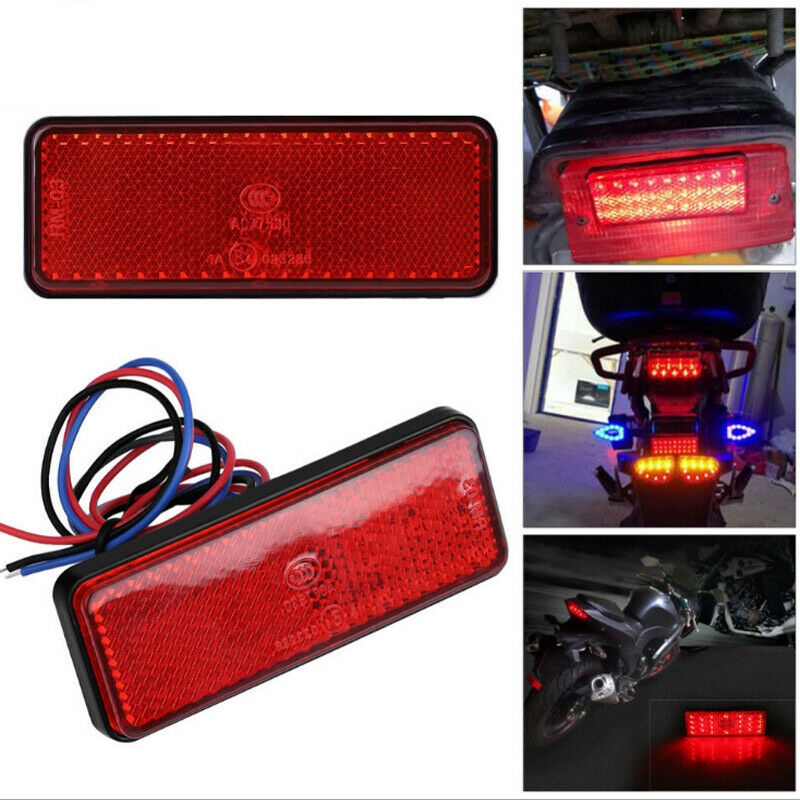 Universal Red Rectangle Truck Motorcycle RV LED Reflector Tail Brake Stop Light