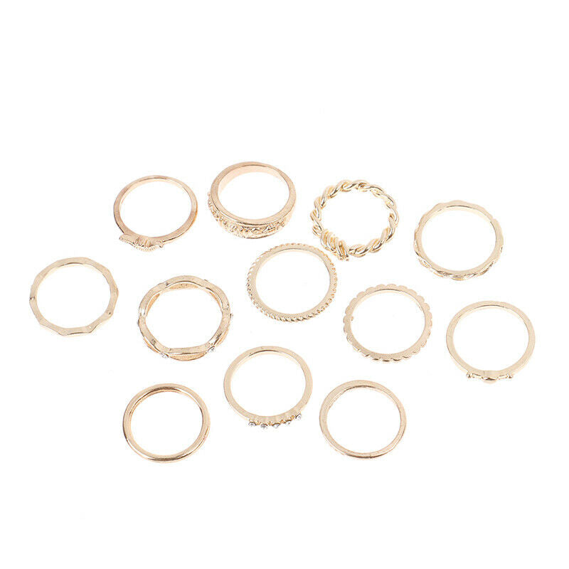 12Pcs/set Women Fashion Personality Punk Gothic Rings Jewelry GiftA KX