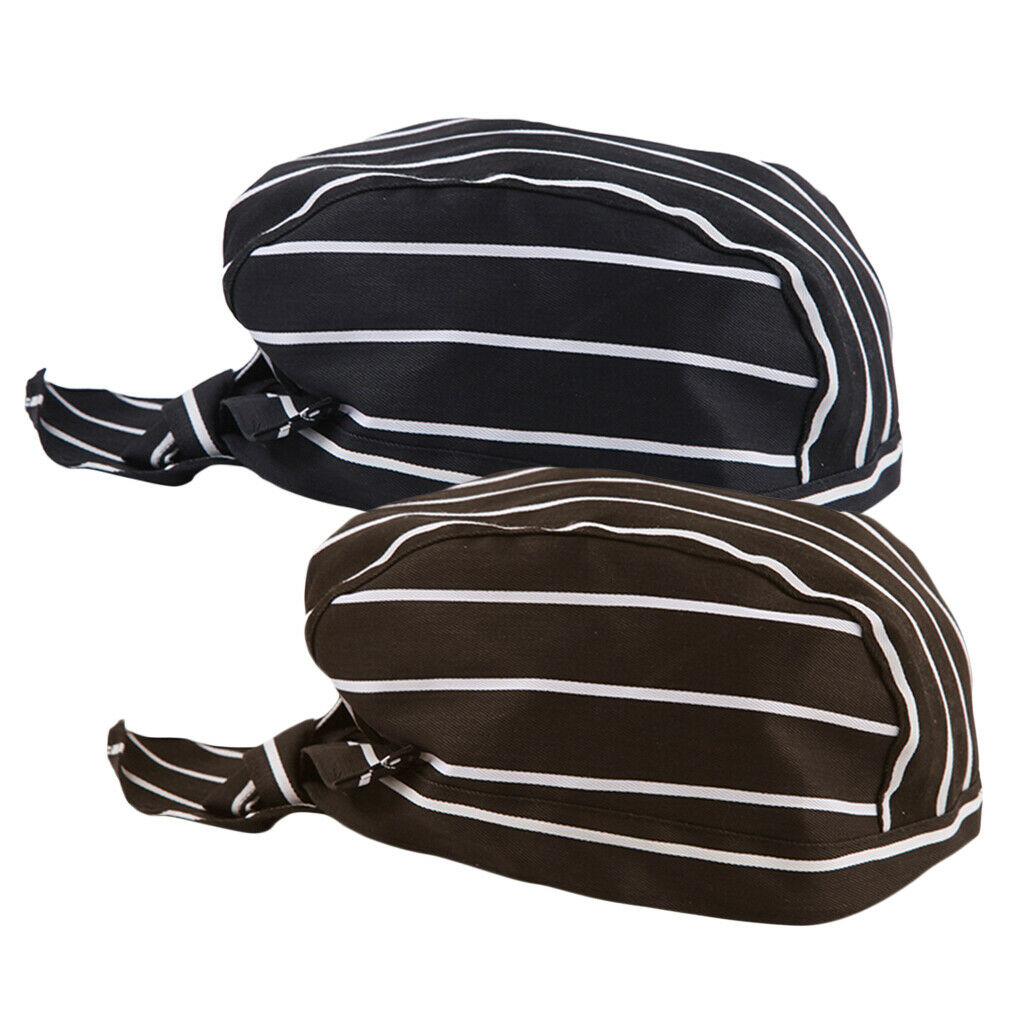2 Pieces Unisex Catering Chef's Headwrap Bandana Hat Head Do Tied Caps