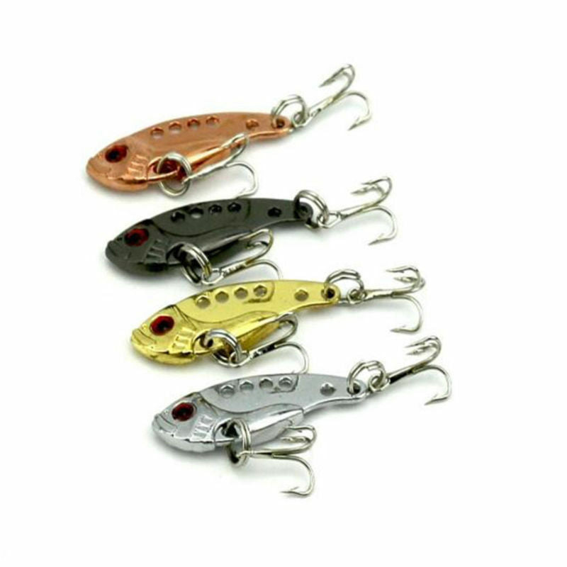 4pcs/set  Lots Fun Metal Fishing Lures Bass CrankBait Spoon Crank Bait Tackle