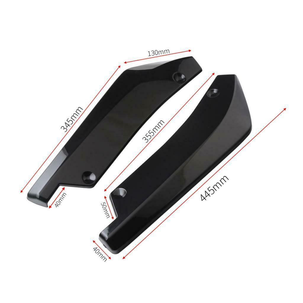 2 Pieces Universal Car Rear Bumper Lip Splitter Fins Spoiler Protector Black