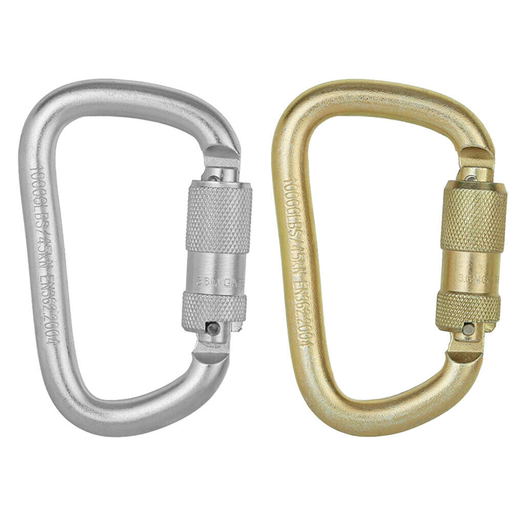Heavy Duty D Shaped Carabiner Safety Buckle for Outdoor Rock Climbing Golden